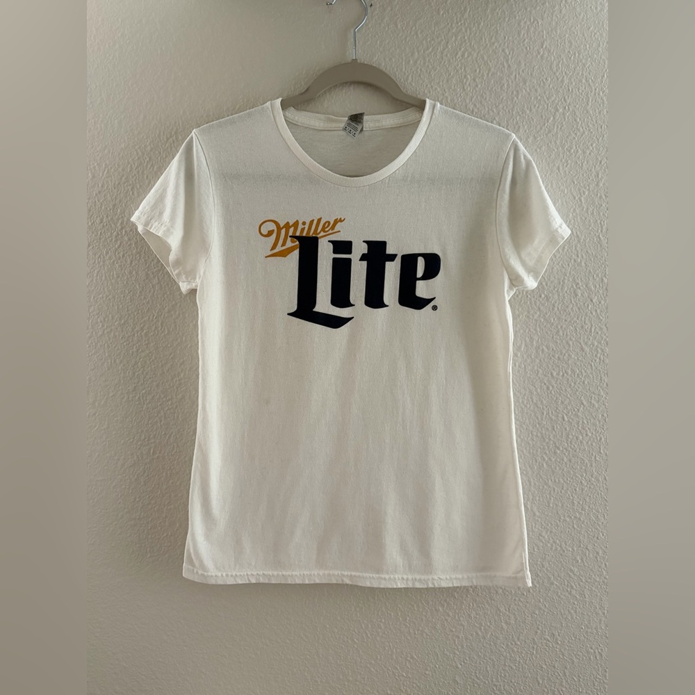 Miller Lite Gildan Heavy Cotton White T-Shirt Size Medium